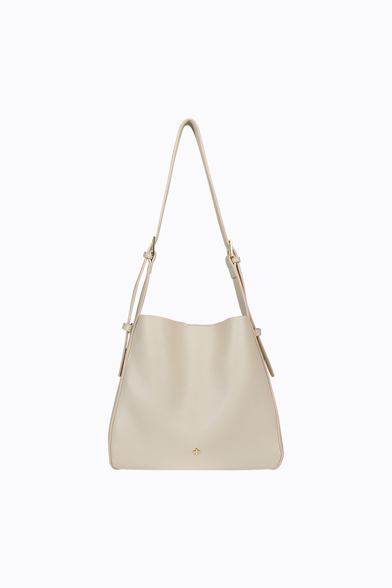 PETA + JAIN - Otto Slouch Bag in Beige Grain/Gold