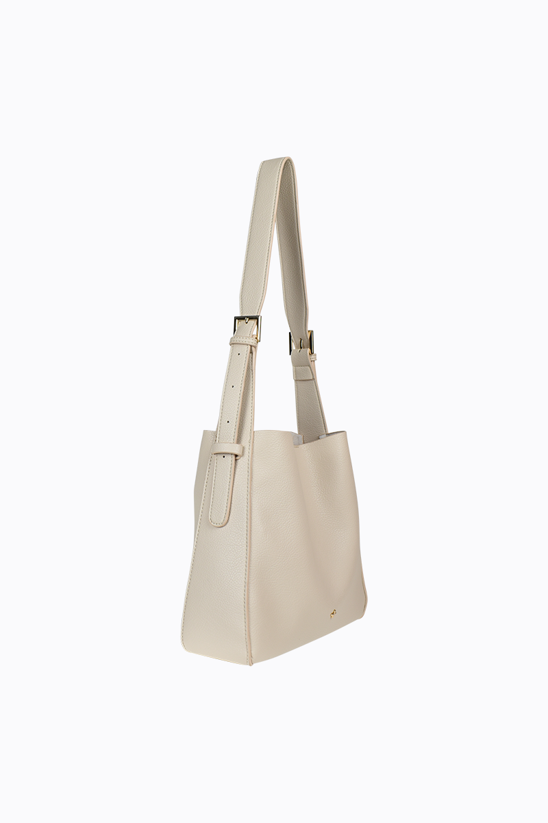 PETA + JAIN - Otto Slouch Bag in Beige Grain/Gold