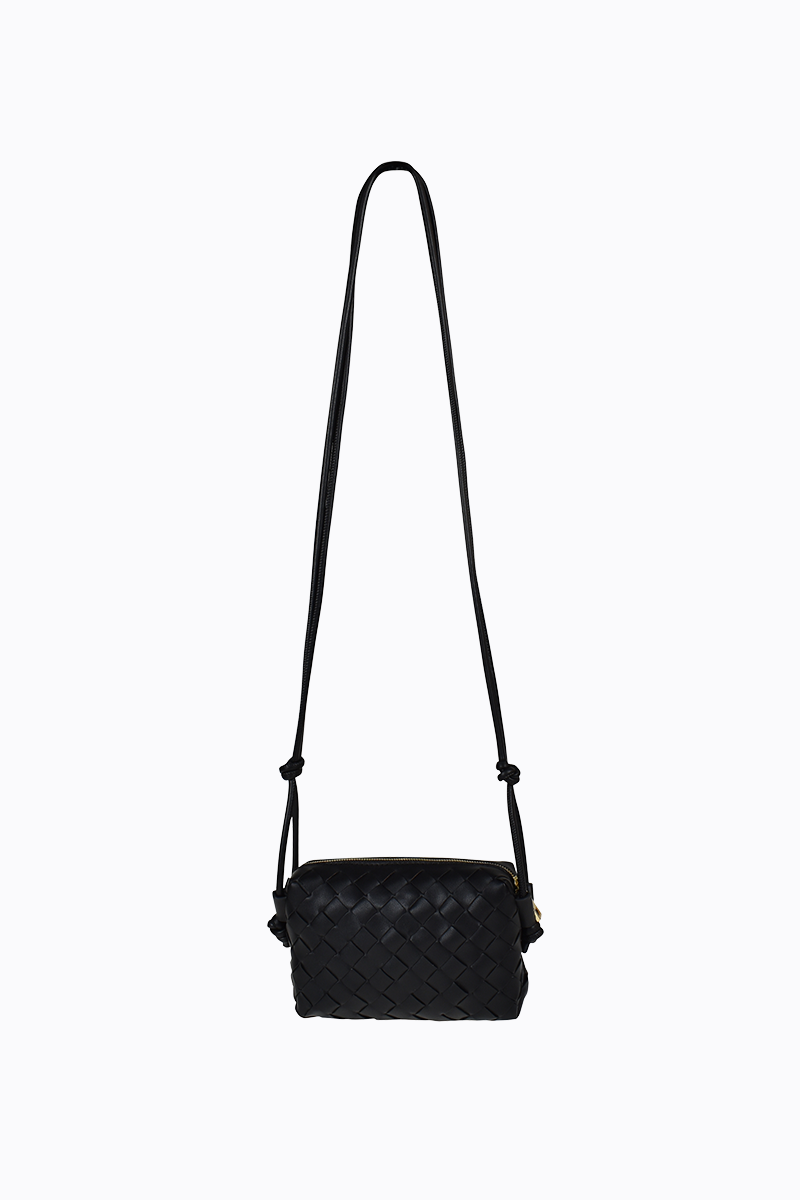 PETA + JAIN - Xena Woven Xbody Bag in Black Weave/Gold