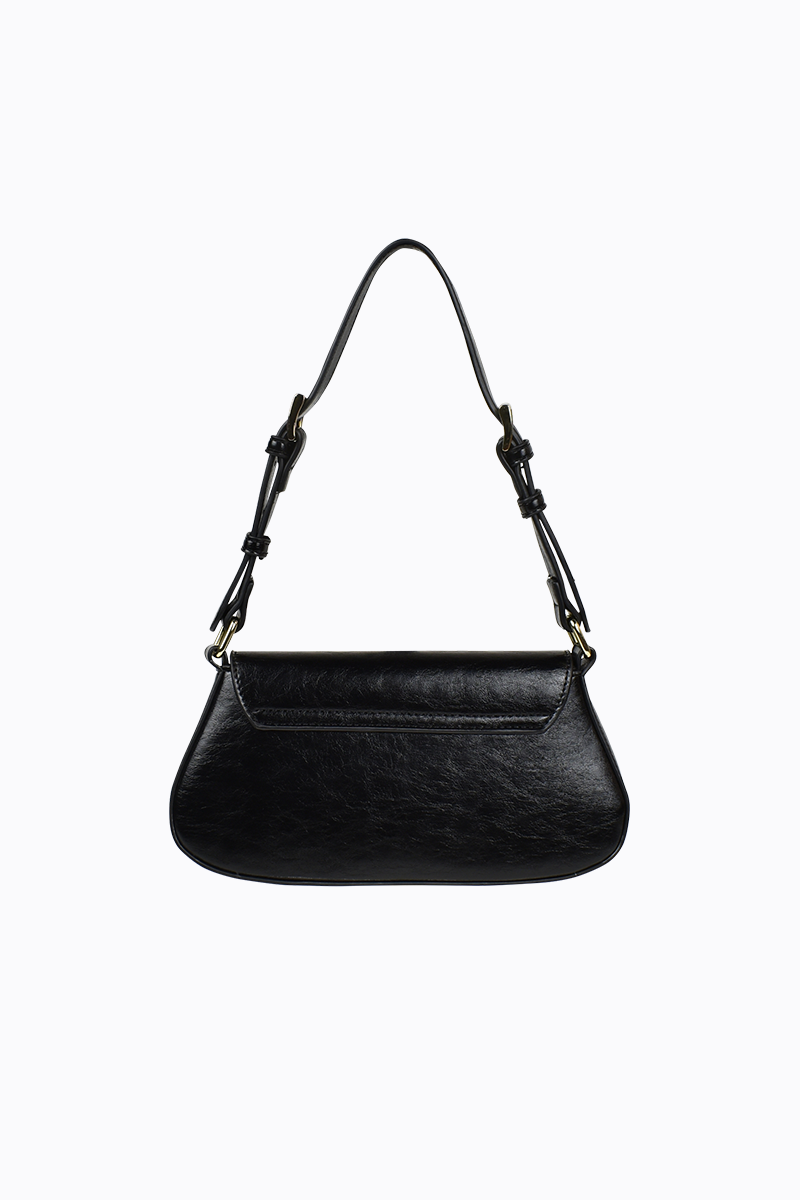 PETA + JAIN - Nikki Shoulder Bag in Black Crinkle/Gold