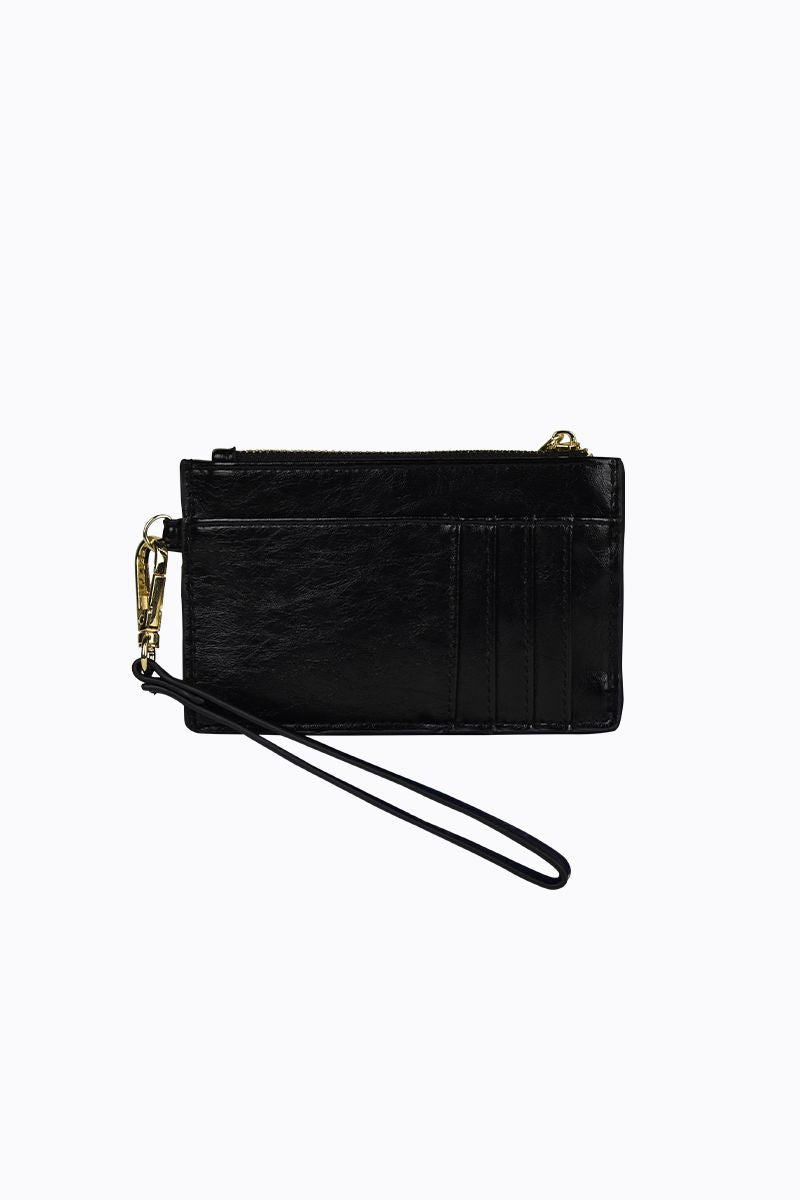 PETA + JAIN - Keira Swinger CC Wallet in Black Crinkle/Gold