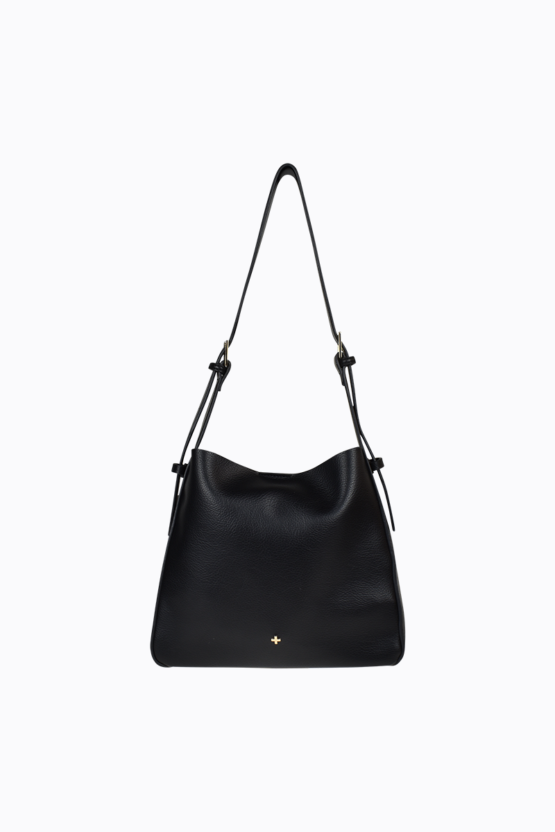 PETA + JAIN - Otto Slouch Bag in Black Grain/Gold