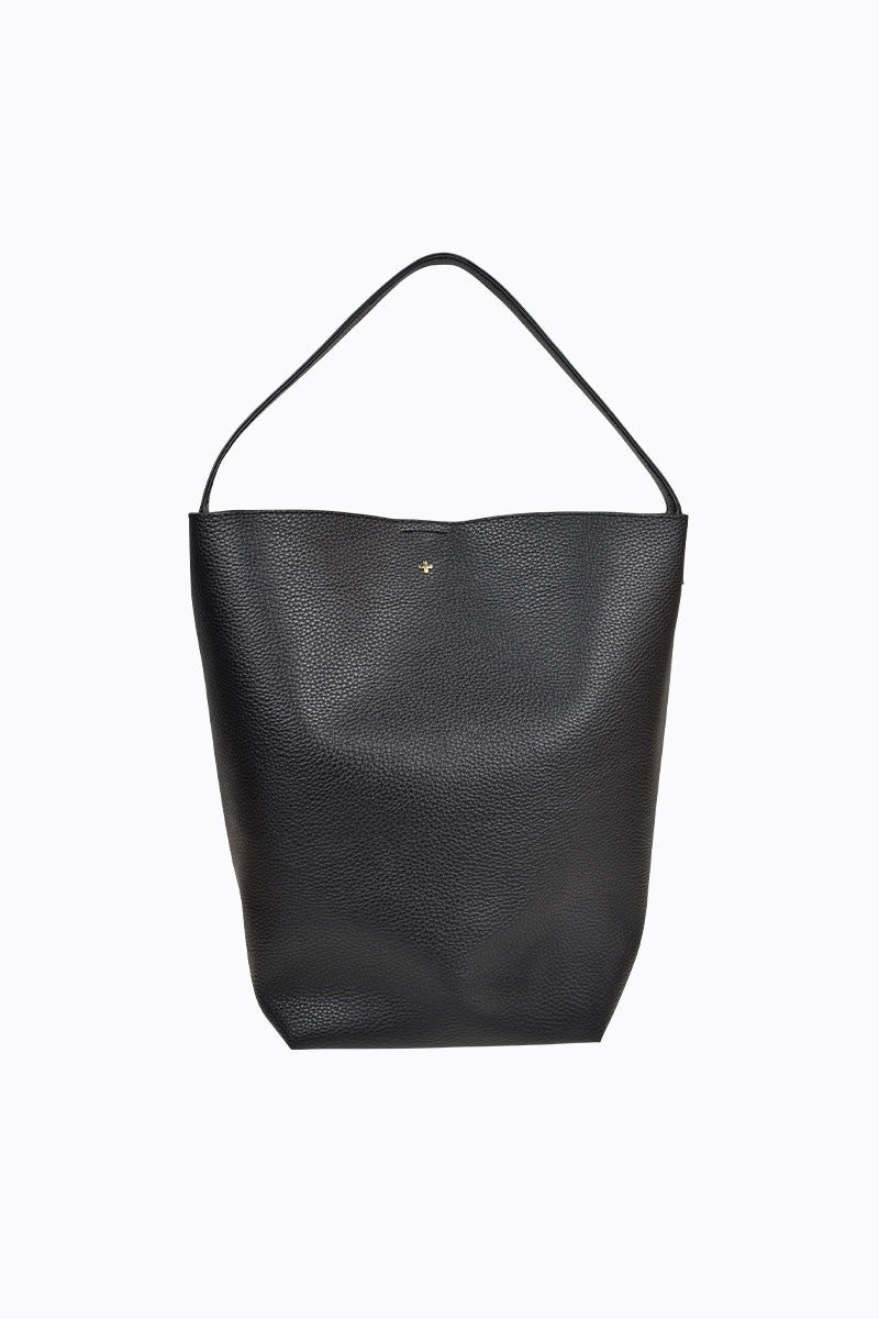 PETA + JAIN - Lucy Slouch Tote in Black Pebble/Gold