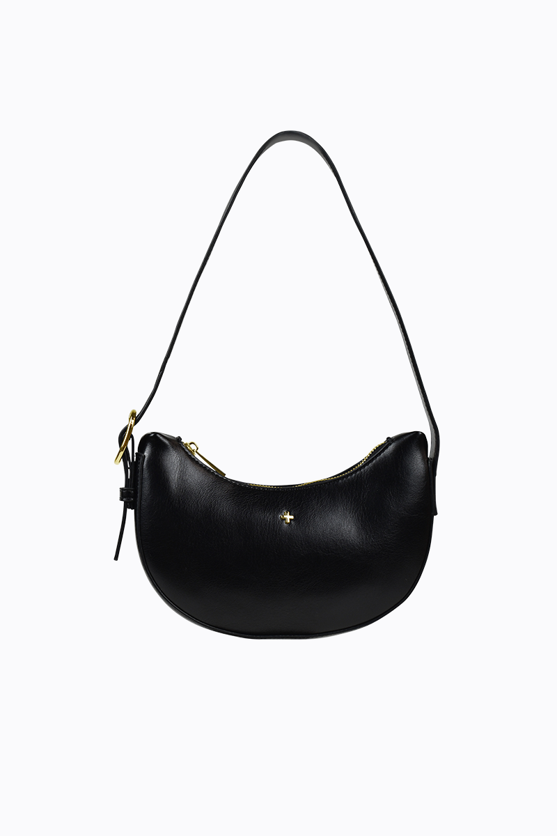 PETA + JAIN - Goldie Eyelet Shoulder Bag in Black PU/Gold