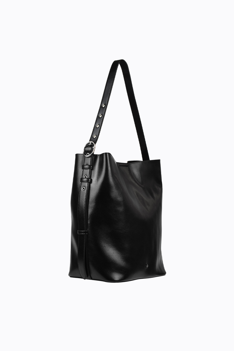 PETA + JAIN - Asher Buckle Tote in Black/PU/Silver