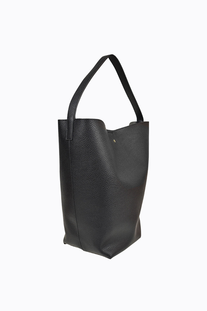 PETA + JAIN - Lucy Slouch Tote in Black Pebble/Gold