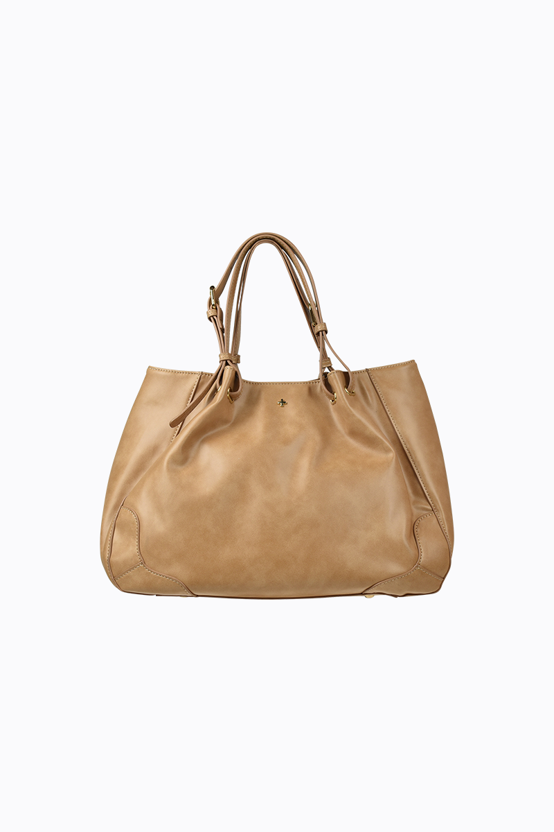 PETA + JAIN - Waverly Faux Nubuck Tote in Camel/Nubuck/Gold