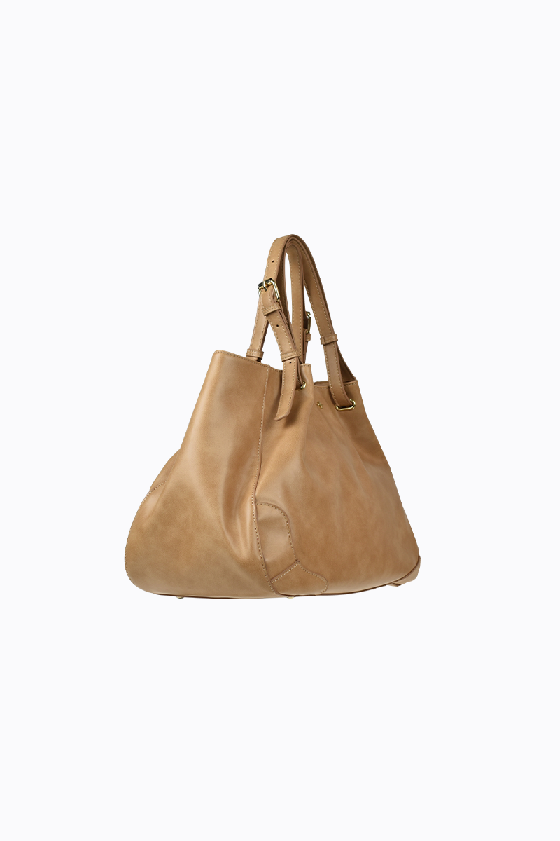 PETA + JAIN - Waverly Faux Nubuck Tote in Camel/Nubuck/Gold