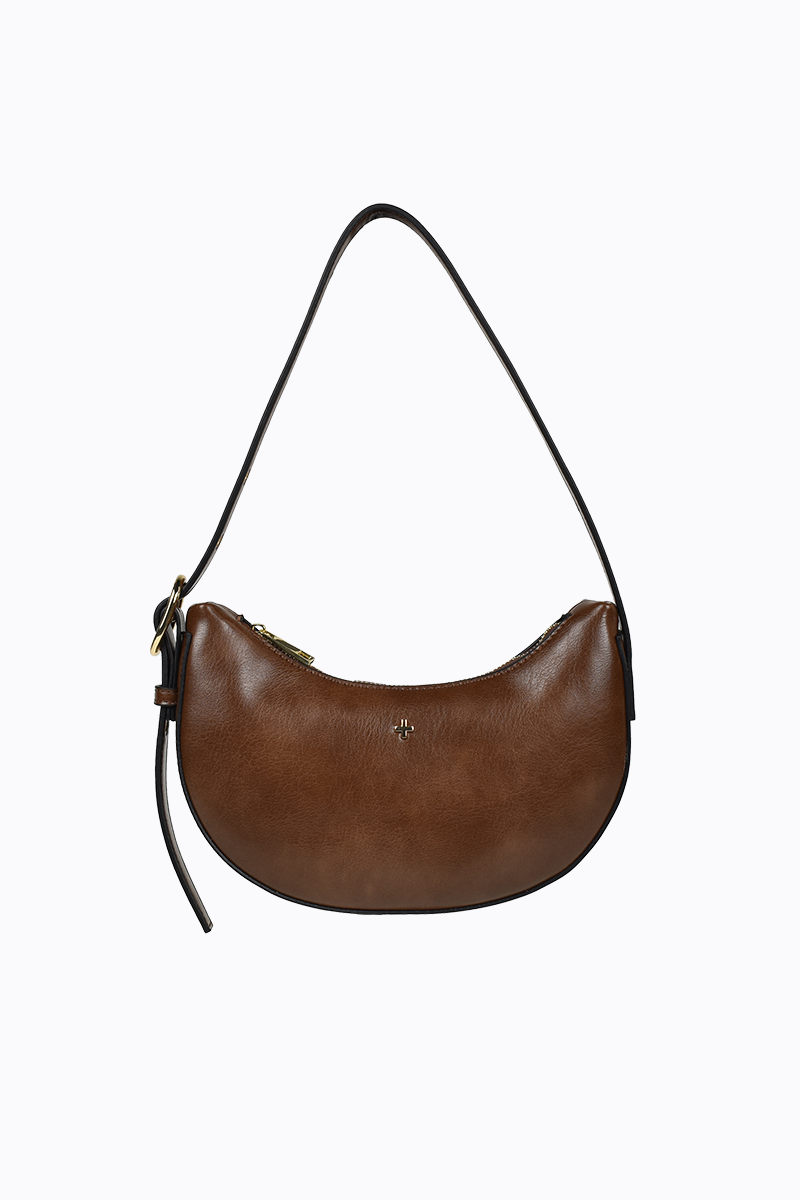 PETA + JAIN - Goldie Eyelet Shoulder Bag in Choc/PU/Gold