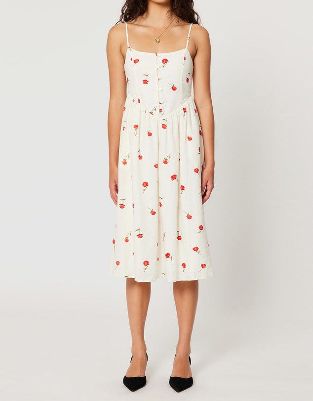 ROLLAS - Strappy Leonie Roses Dress in White