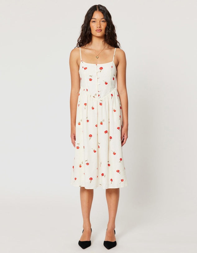 ROLLAS - Strappy Leonie Roses Dress in White