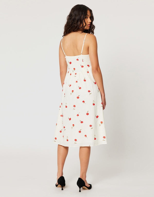 ROLLAS - Strappy Leonie Roses Dress in White