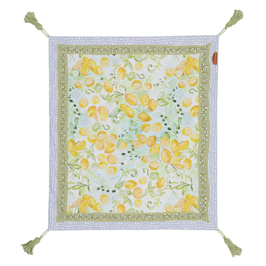 Wandering Folk - Le lemon Picnic Rug in Olive