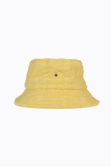 PETA + JAIN - Soleil Striped Terry Toweling Bucket Hat in Lemon Toweling/Gold