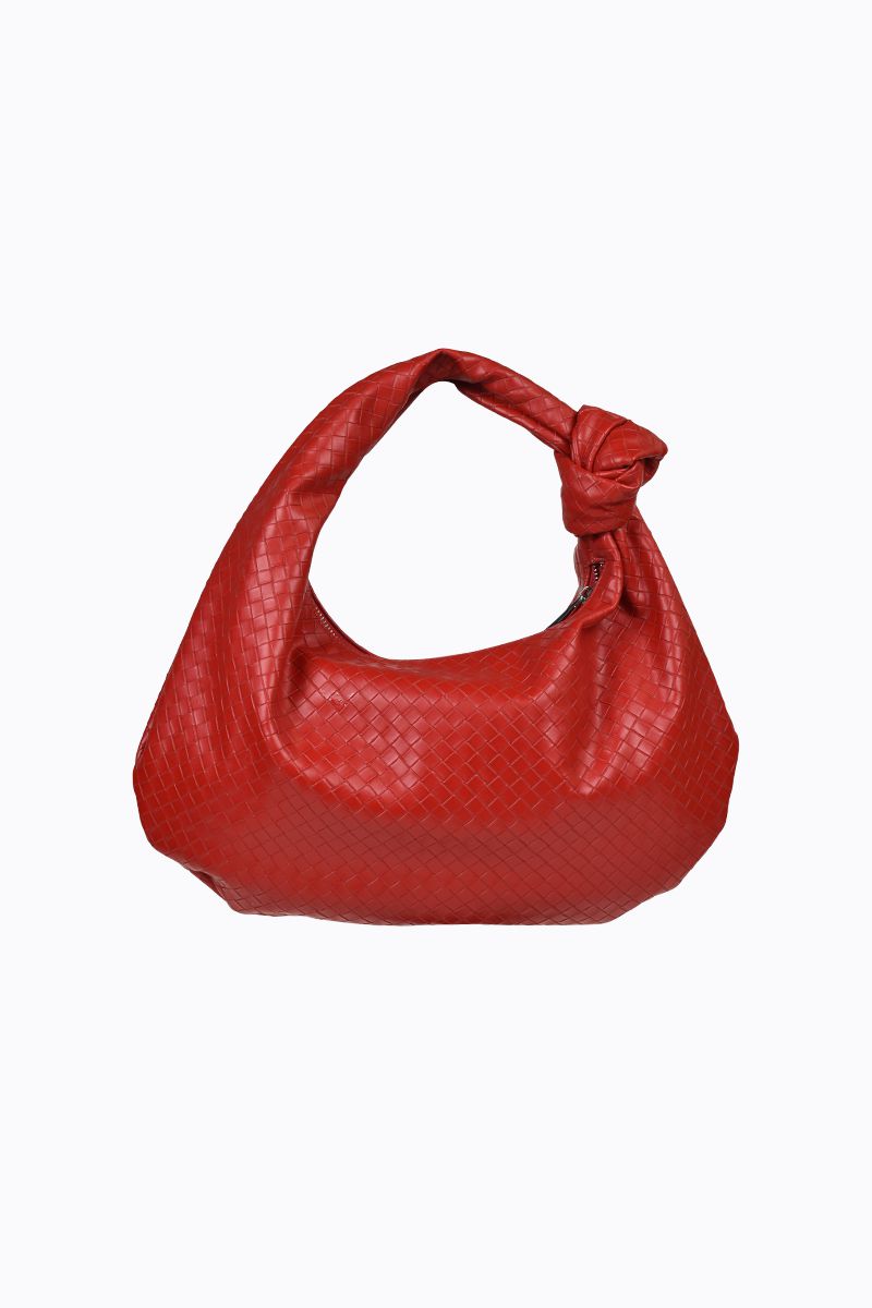 PETA + JAIN - Evity Weave Shoulder Bag in Red Weave/Silver