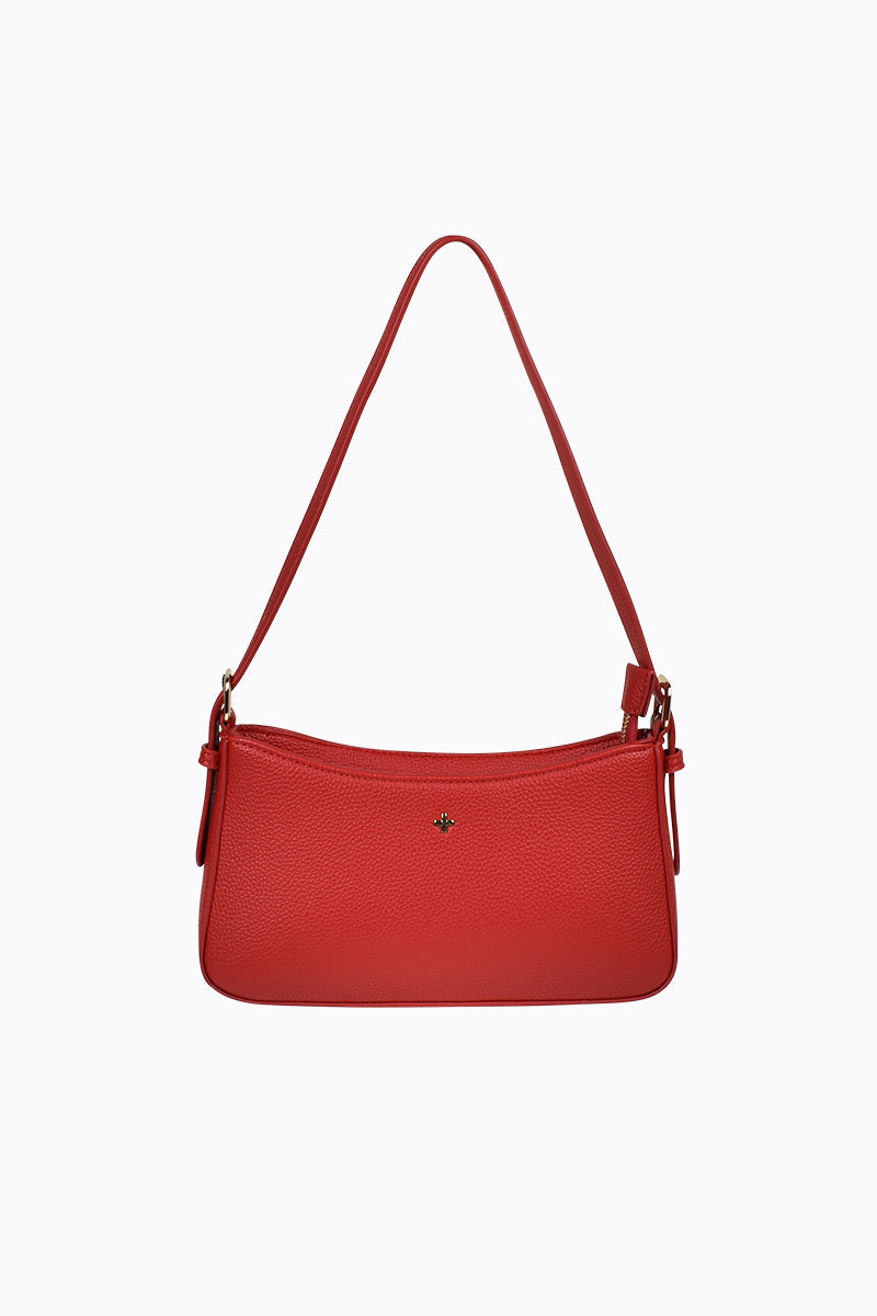 PETA + JAIN - Lilu Shoulder Bag in Red Pebble/Gold