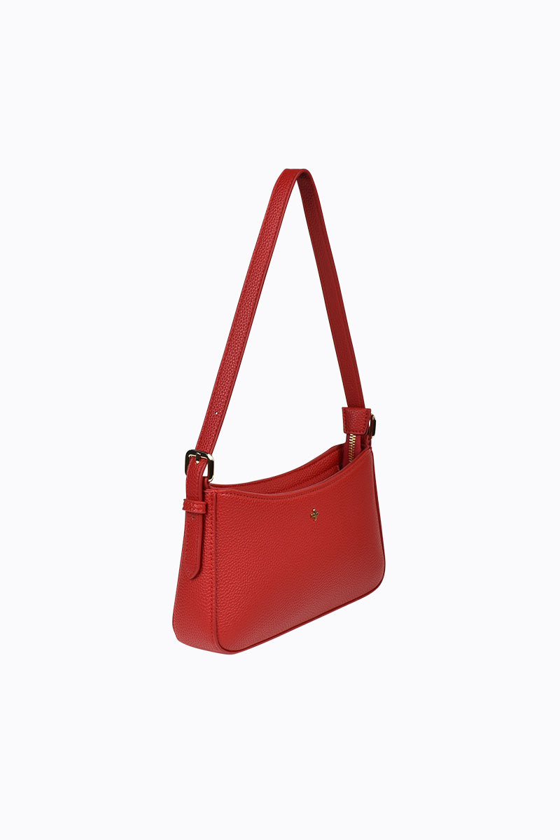 PETA + JAIN - Lilu Shoulder Bag in Red Pebble/Gold