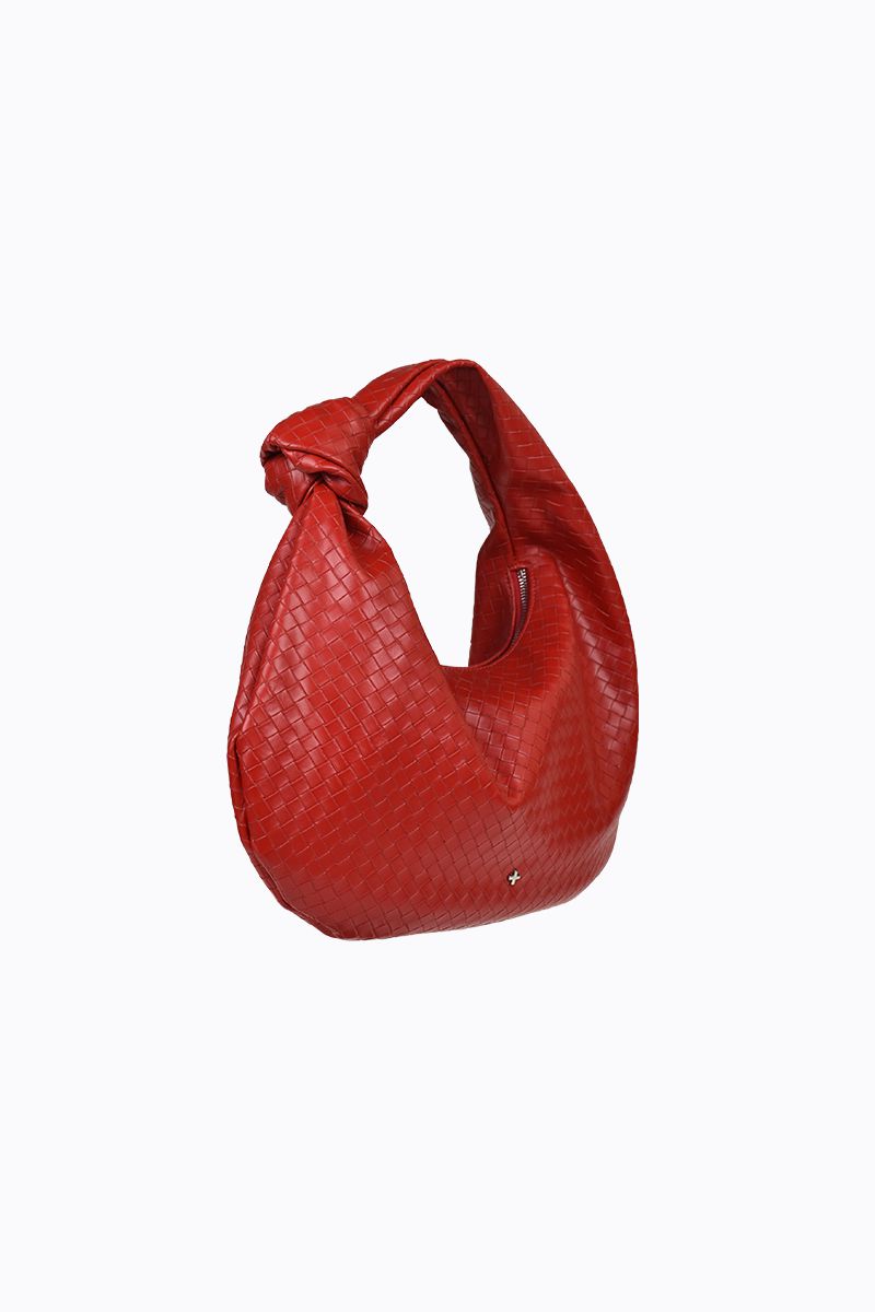 PETA + JAIN - Evity Weave Shoulder Bag in Red Weave/Silver