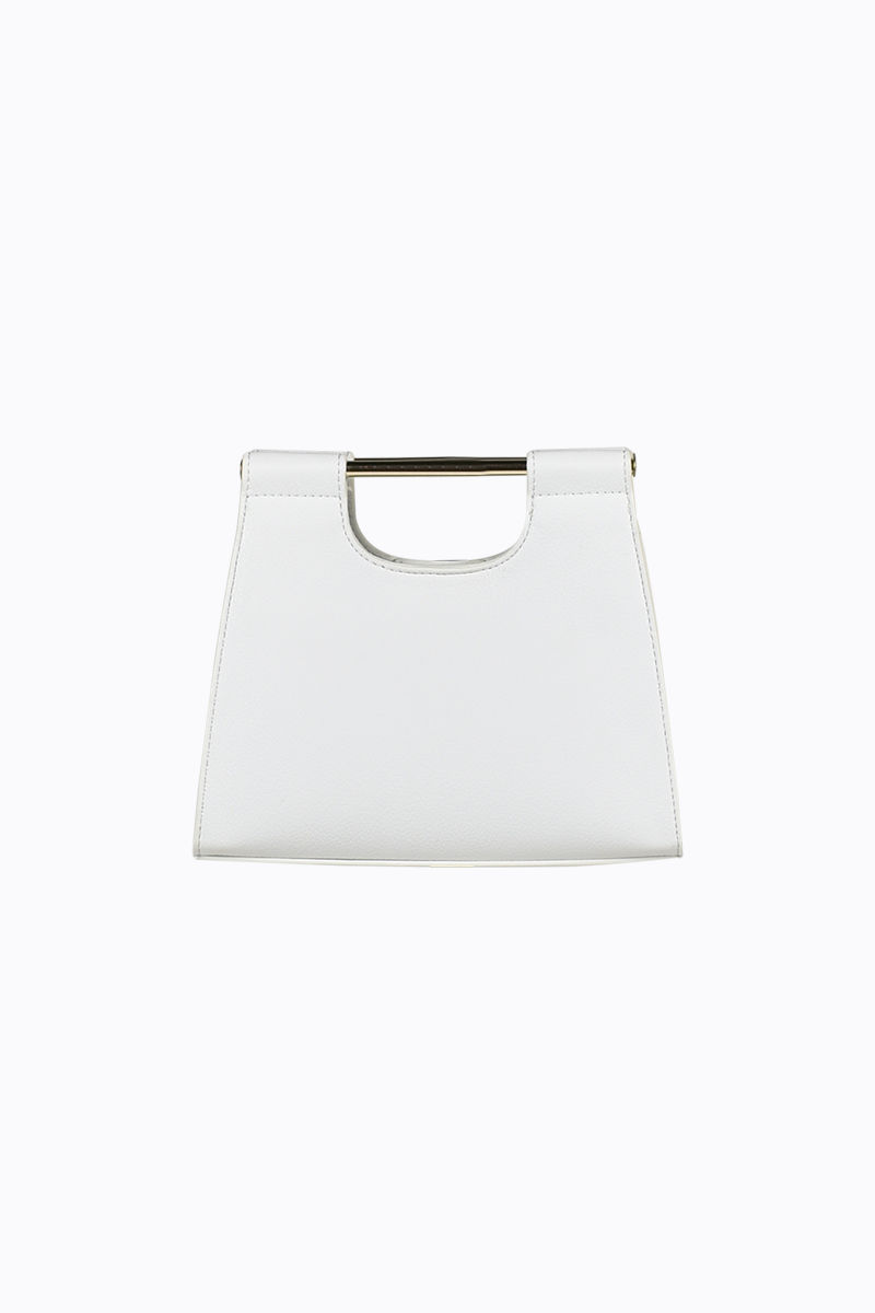 PETA + JAIN - Nelli Bar Clutch in White Pebble/Gold