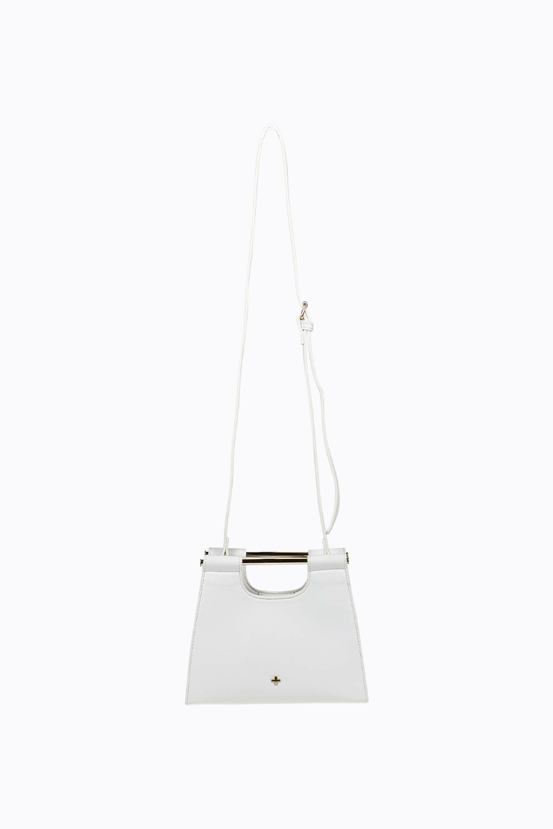 PETA + JAIN - Nelli Bar Clutch in White Pebble/Gold