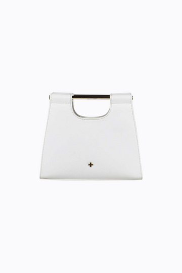 PETA + JAIN - Nelli Bar Clutch in White Pebble/Gold