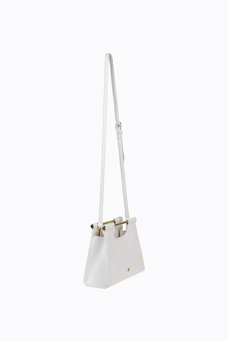 PETA + JAIN - Nelli Bar Clutch in White Pebble/Gold