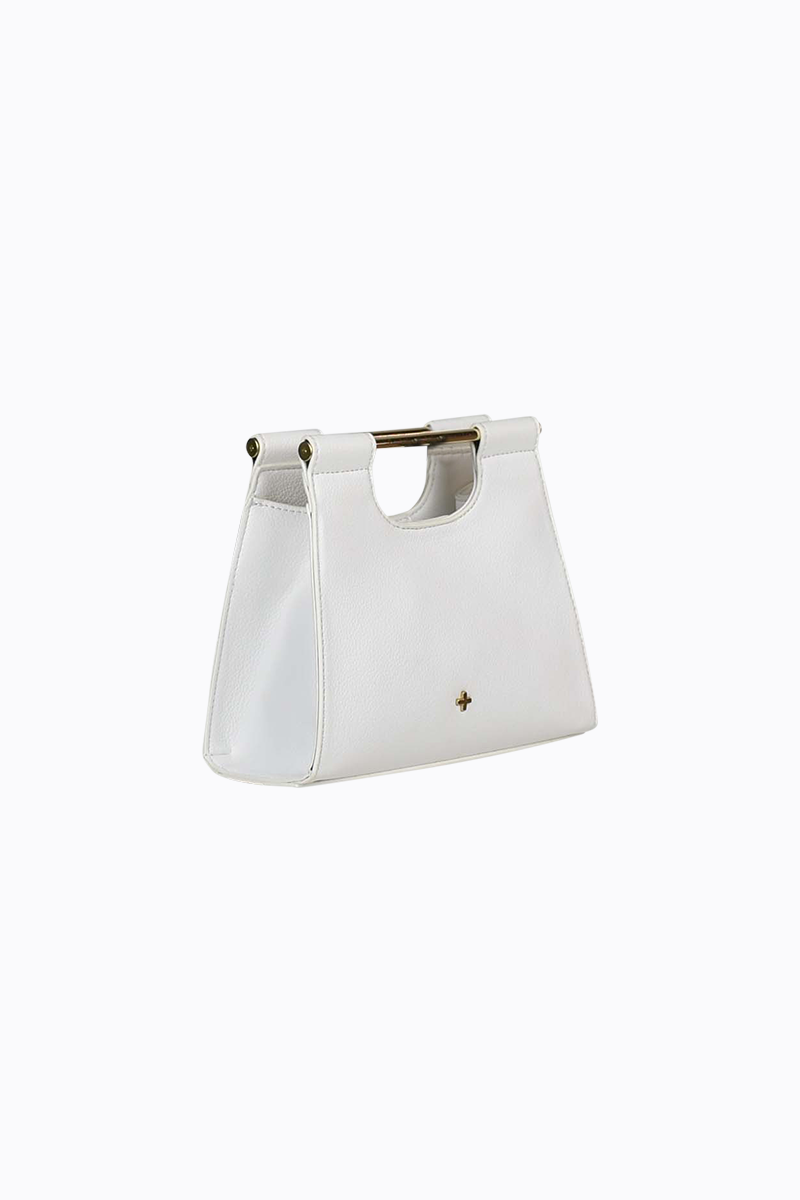 PETA + JAIN - Nelli Bar Clutch in White Pebble/Gold