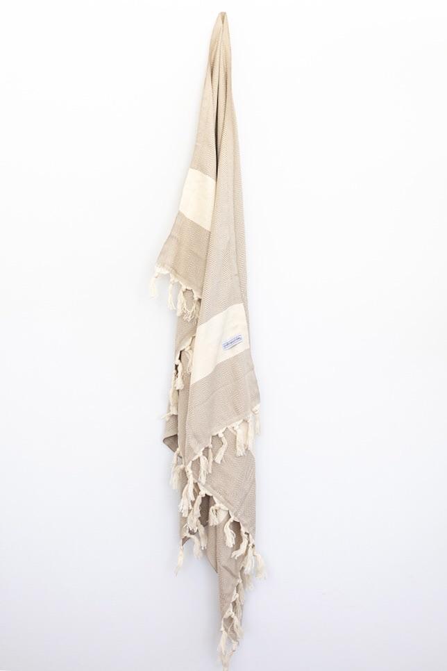 Onefinesunday Co - Signature Turkish Towels in Zigzag Beige